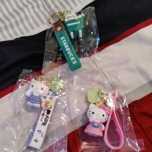 Hello Kitty Keychain Set - Pink, Green, Blue